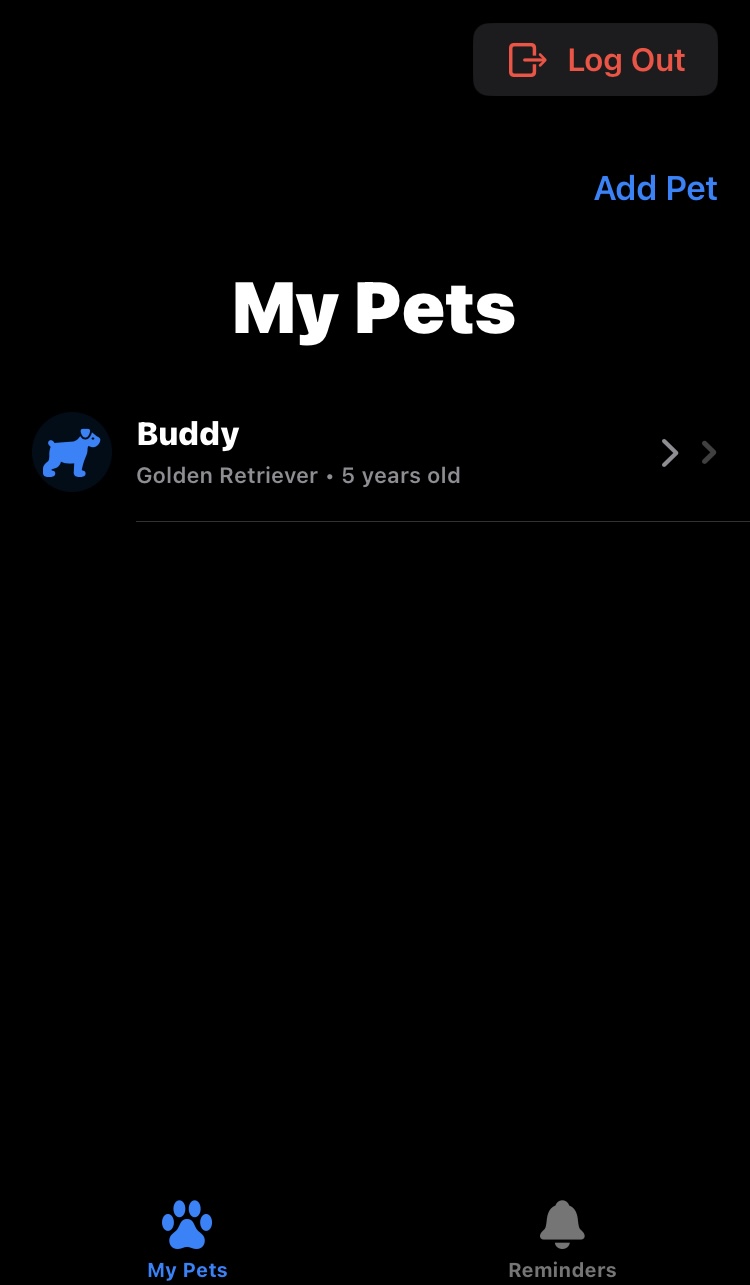 EchoPets Reminders Screen