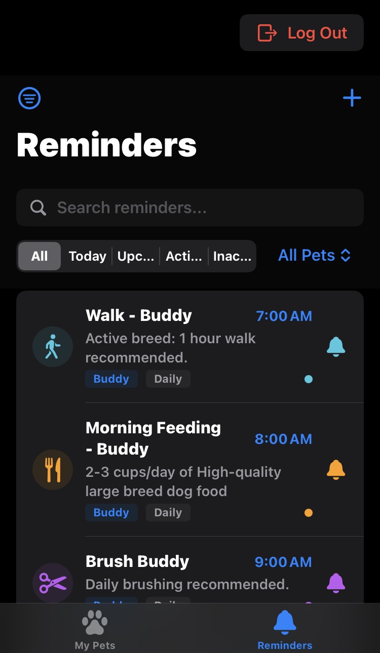 EchoPets Care Plan Calendar